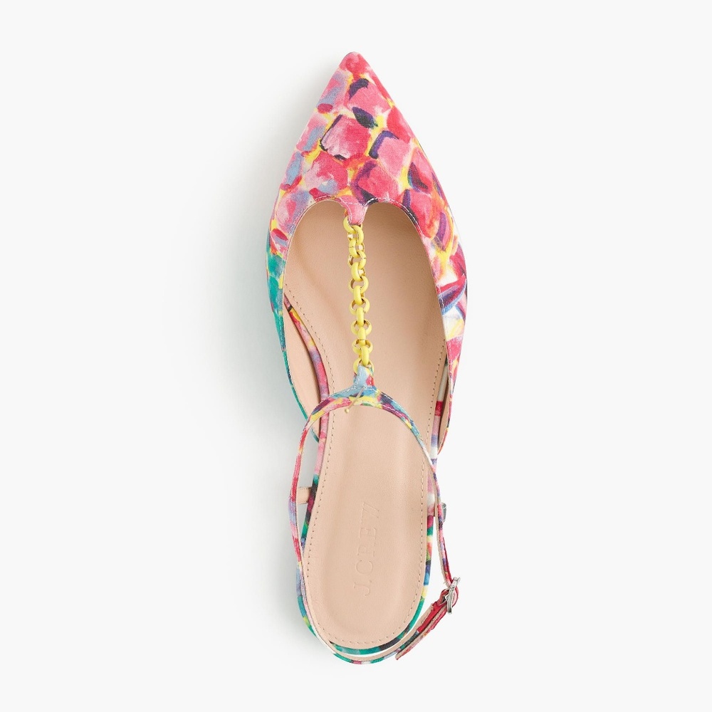New J Crew Pineapple Pointed Flats with Chain Link